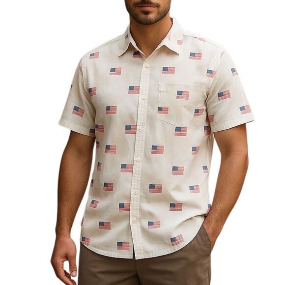Mad Engine Men’s Button Up Flag Shirt Size XL - Picture 1 of 8